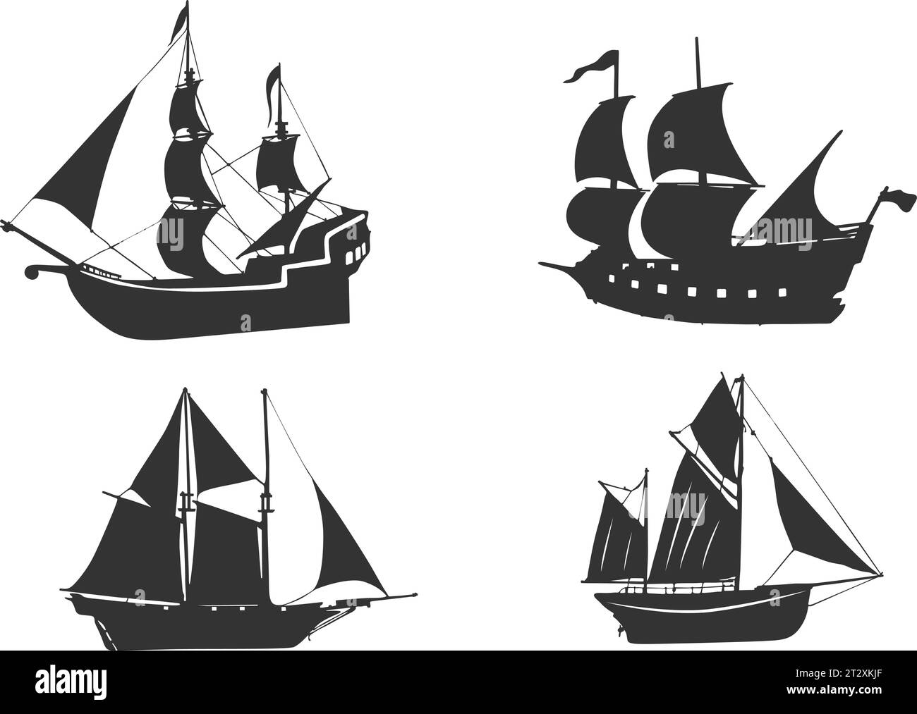 Vieille silhouette de navire, vecteur de navire pirate, silhouette de navire, silhouette de navire à voile, vecteur de navire ancien Illustration de Vecteur