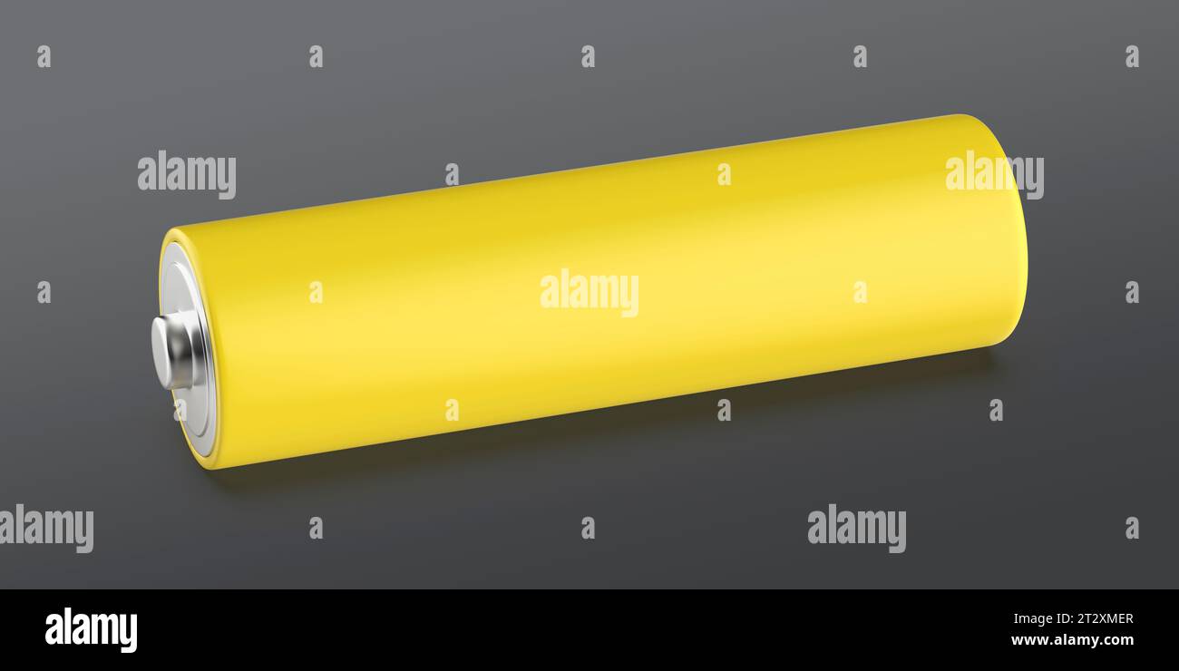 Pile jaune AA sur fond gris foncé Banque D'Images