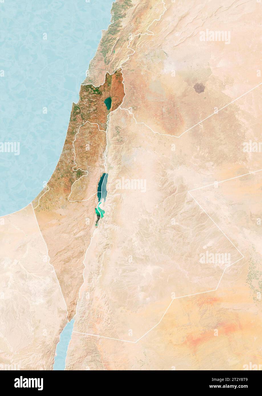 Carte d'Israël, carte et frontières, reliefs et lacs. L'élément de cette image est fourni par la NASA. Banque D'Images