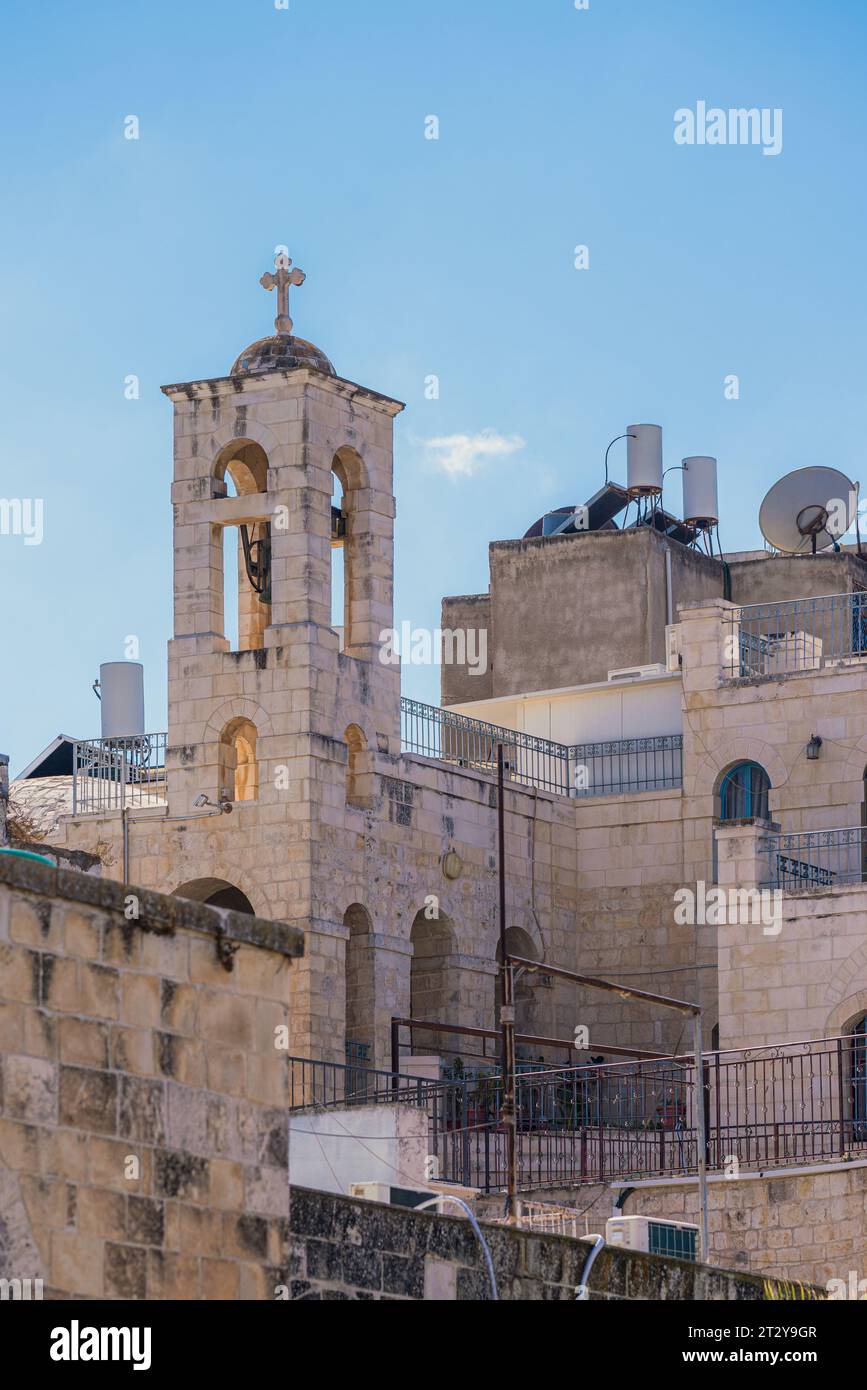 Vue de l'église du couvent maronite dans le quartier arménien de la vieille ville de Jérusalem Banque D'Images
