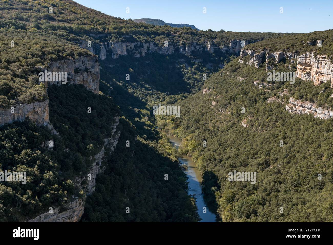 Vue aérienne du canyon de l'Èbre à Burgos, Castille et Léon, Espagne. Banque D'Images