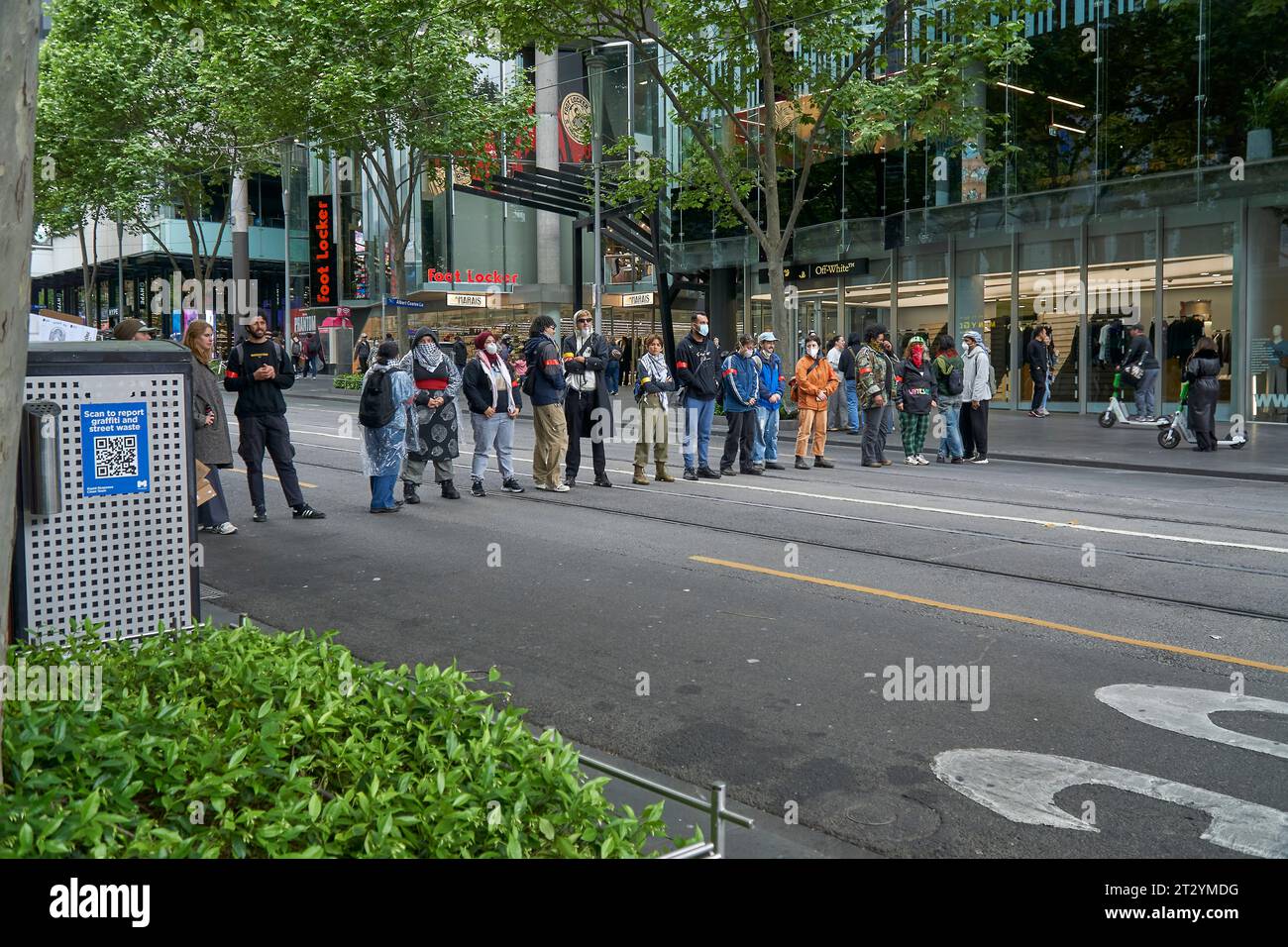 22 octobre 2023 Melbourne Victoria Australie Pro Palistinien manifestants bloquant Swanston Street Banque D'Images