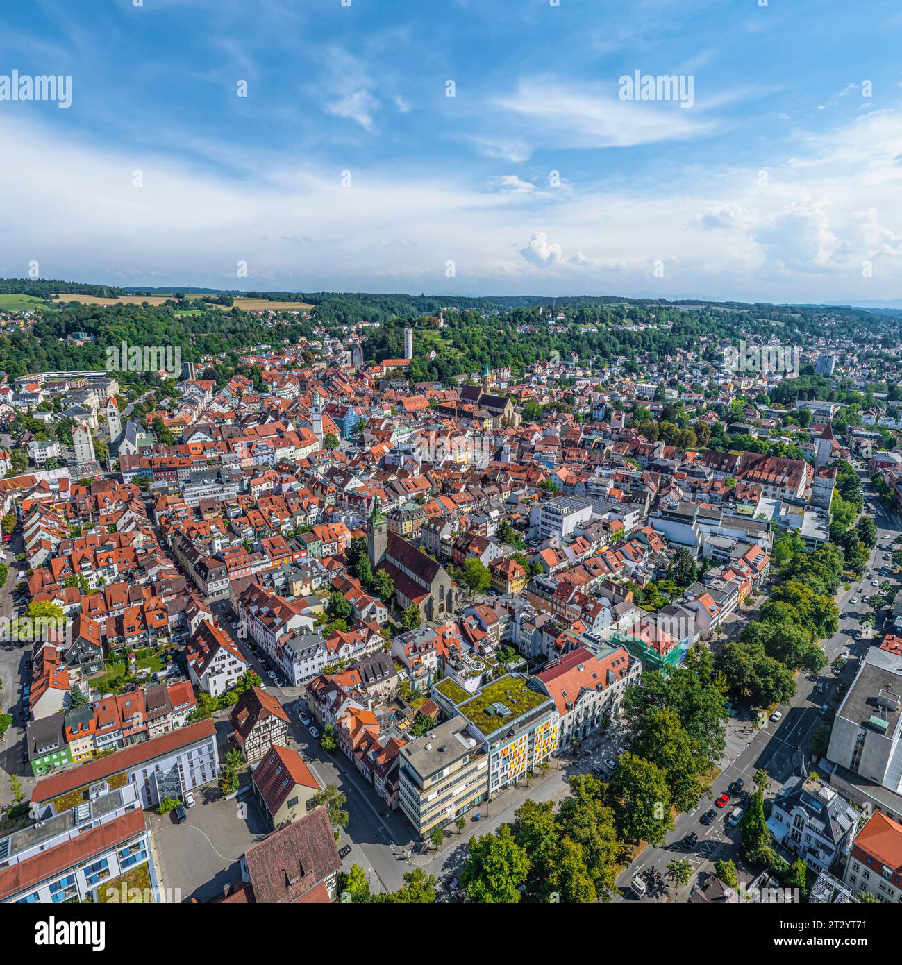 Vue aérienne de la ville de Ravensburg, une belle ville de district dans le sud de l'allemagne Banque D'Images