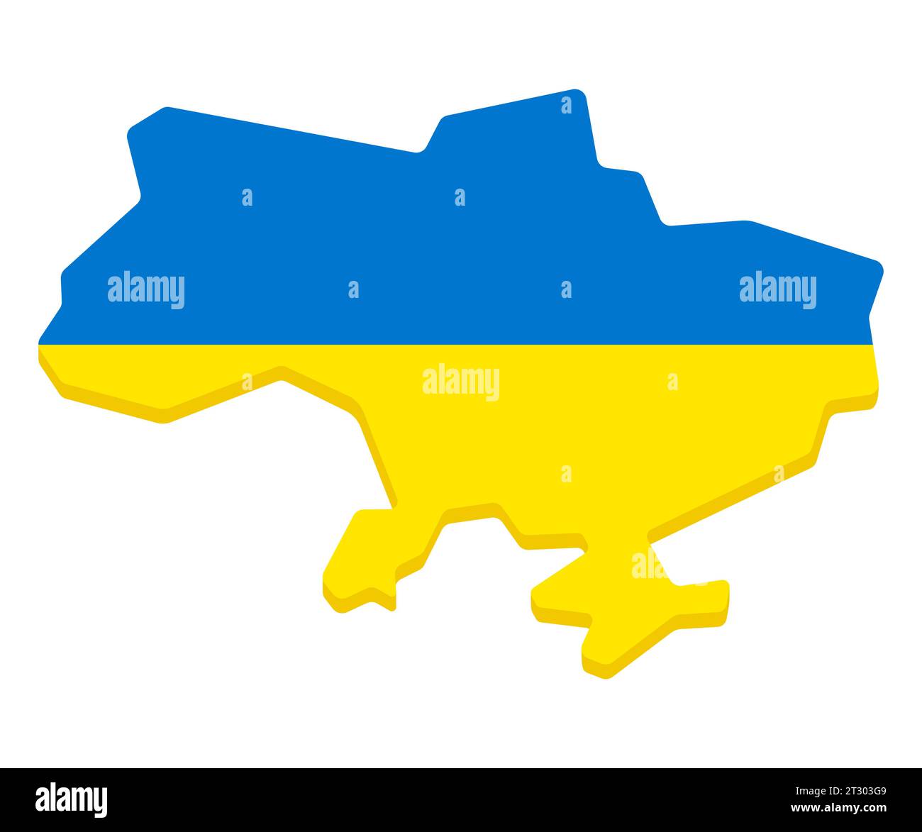 Simple carte de dessin animé stylisé de l'Ukraine aux couleurs du drapeau ukrainien. Illustration de clip art vectoriel plat. Illustration de Vecteur