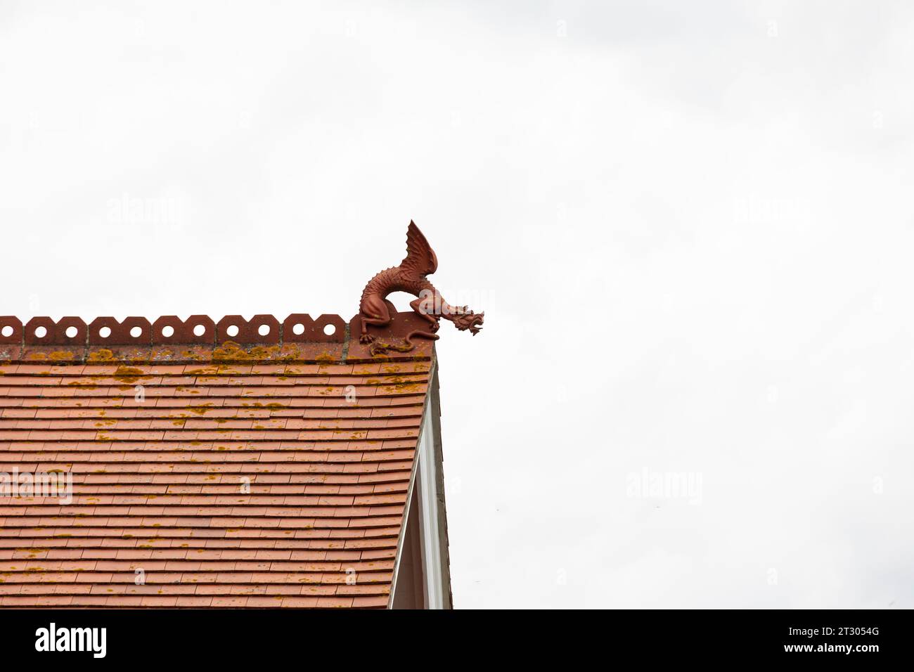 Funier de toit en forme de dragon sur un toit dans le West Sussex, Royaume-Uni Banque D'Images