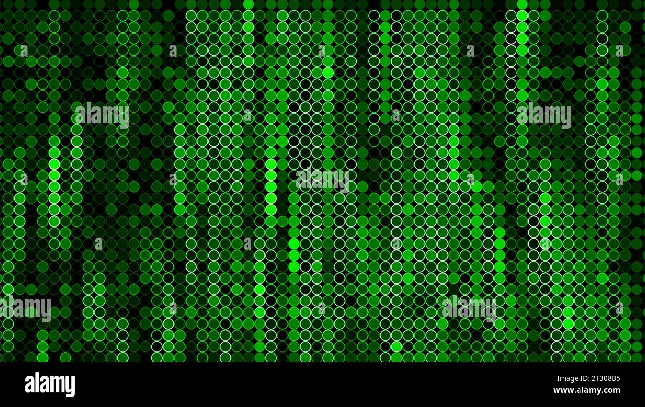 Vert clignotant lignes de pixels clignotants. Mouvement. Concept de code de programme. Banque D'Images