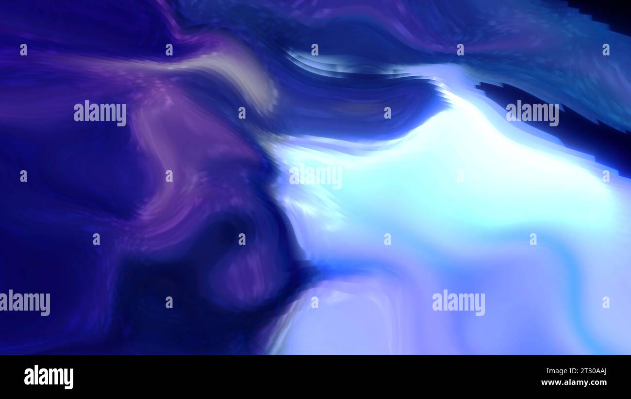 Taches bleues et violettes. Mouvement. Petites gouttes de lumière brillantes qui tremblent dans l'infographie. Banque D'Images