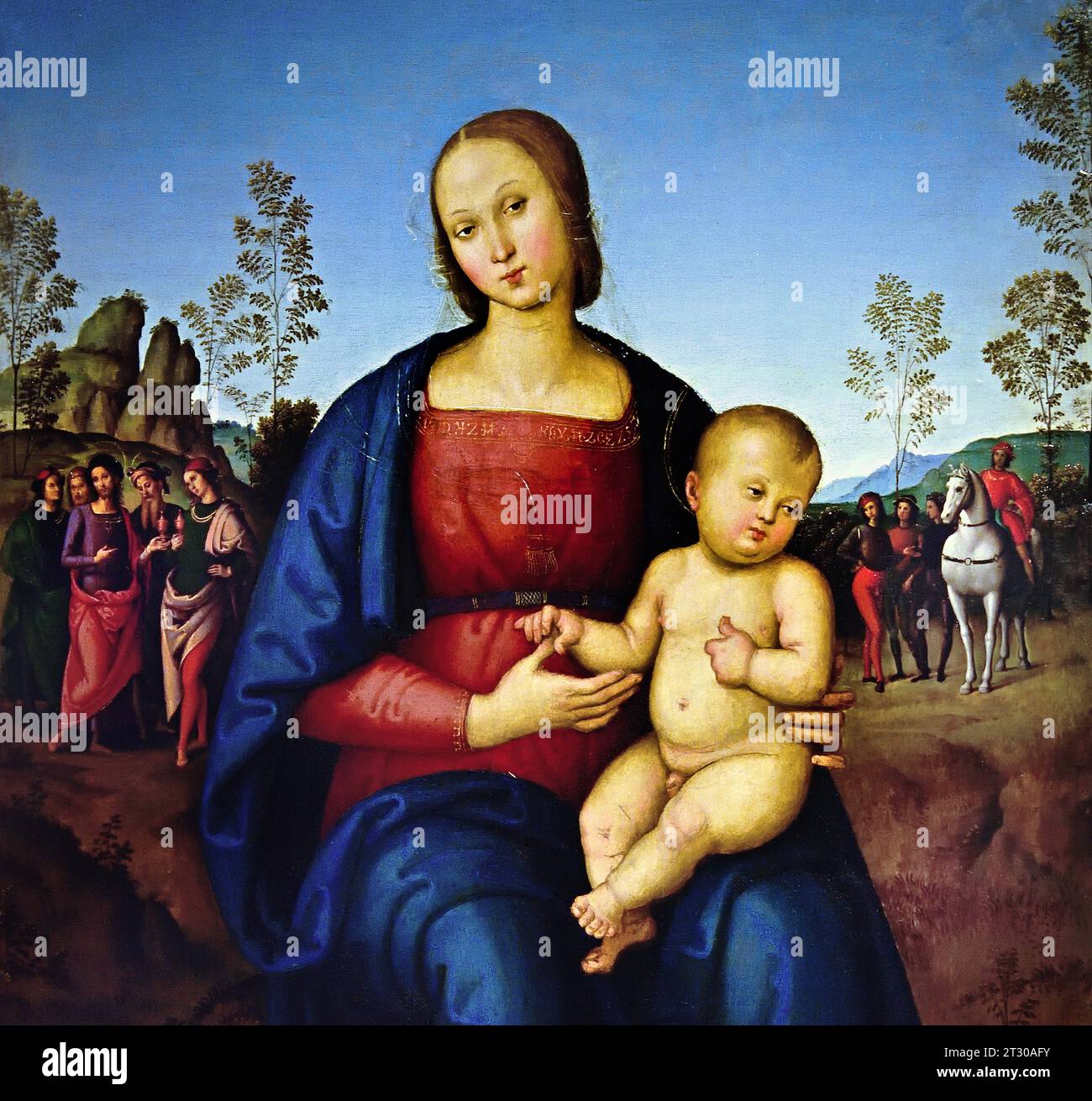 Madone avec enfant Pietro Peruginoc 1502 Musée, Italie Pietro Perugino 1446 - 1523 Pietro Perugino, né Pietro Vannucci, était un peintre italien de la Renaissance de l'école ombrienne, Raphaël était son élève le plus célèbre. Banque D'Images