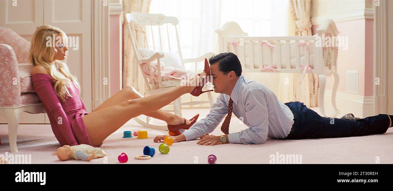 Le loup de Wall Street Margot Robbie & Leonardo DiCaprio Banque D'Images