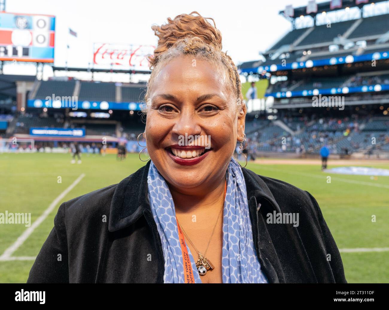 Kelly Cristina Nascimento, fille de Pele assiste au dernier match de la saison régulière de la MLS NYCFC contre Chicago Fire FC au Citi Field le 21 octobre 2023. NYCFC a gagné le match 1 - 0 Banque D'Images