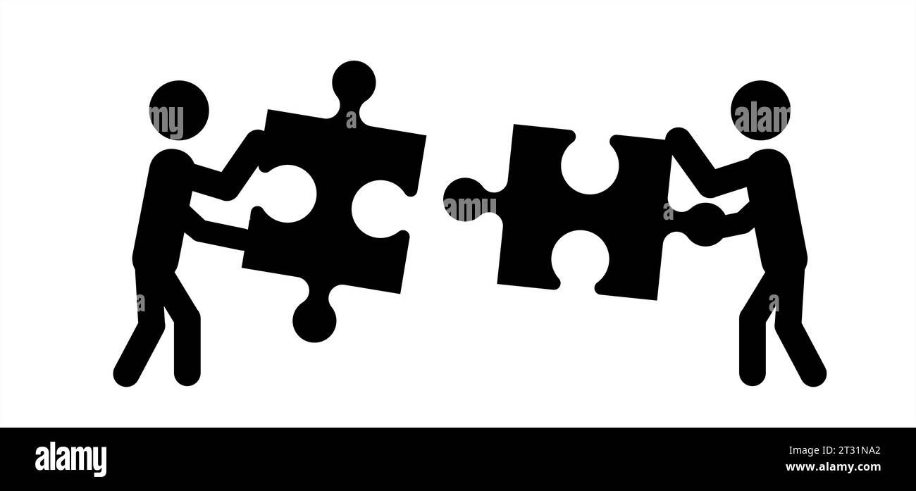 Connexion d'éléments de puzzle. Travail d'équipe, puzzle pièces modèle de ligne de connexion. Icône ou pictogramme de pièces de puzzle. Concept commercial. Symbole de team Banque D'Images