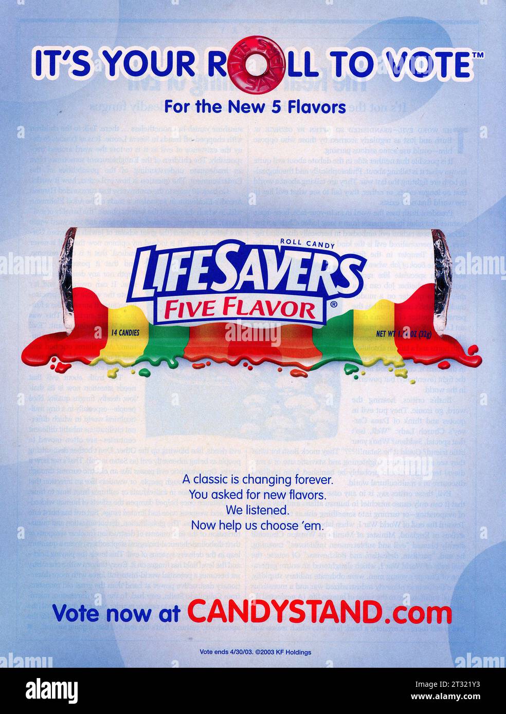 Vintage 'Time' magazine 24 février 2003 publication publicitaire, États-Unis Banque D'Images