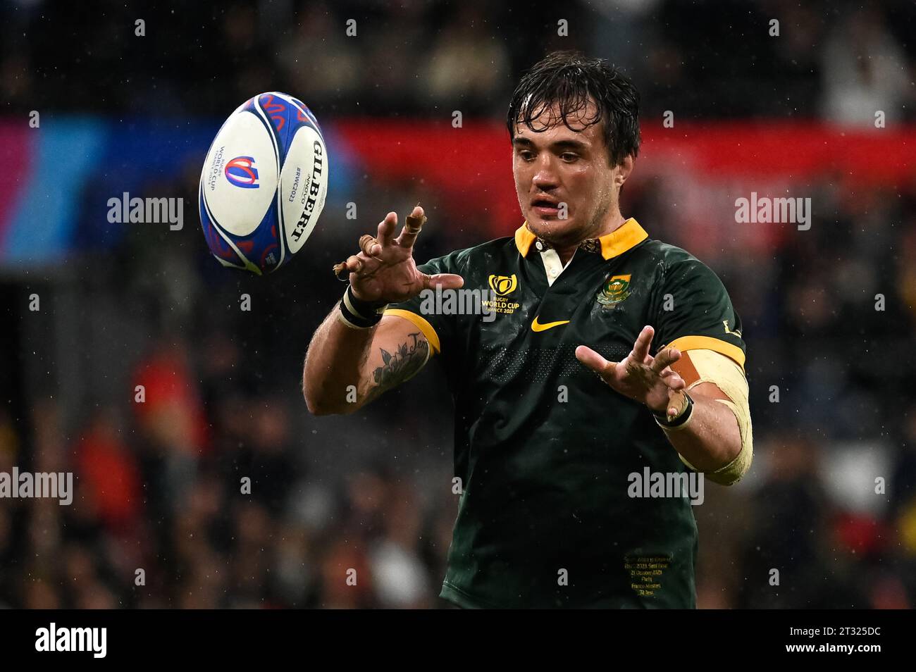 Saint Denis, France. 21 octobre 2023. Julien Mattia/le Pictorium - Angleterre - Afrique du Sud - coupe du monde de Rugby - 21/10/2023 - France/Seine-Saint-Denis/Saint-Denis - Franco Mostert lors de la demi-finale de la coupe du monde de Rugby entre l'Angleterre et l'Afrique du Sud au Stade de France le 21 octobre 2023. Crédit : LE PICTORIUM/Alamy Live News Banque D'Images