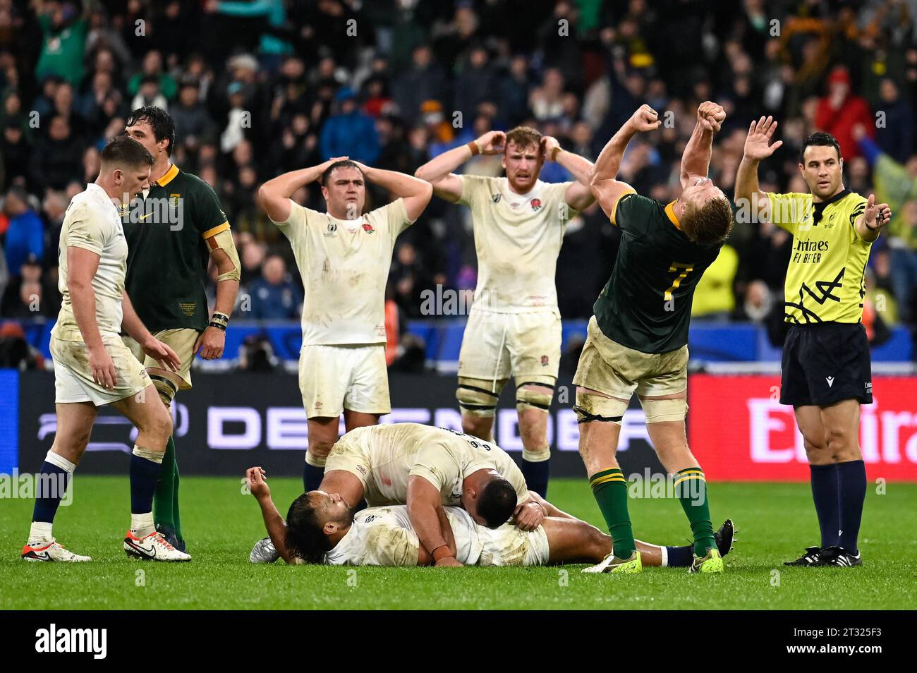 Saint Denis, France. 21 octobre 2023. Julien Mattia/le Pictorium - Angleterre - Afrique du Sud - coupe du monde de Rugby - 21/10/2023 - France/Seine-Saint-Denis/Saint-Denis - lors de la demi-finale de la coupe du monde de Rugby entre l'Angleterre et l'Afrique du Sud au Stade de France le 21 octobre 2023. Crédit : LE PICTORIUM/Alamy Live News Banque D'Images