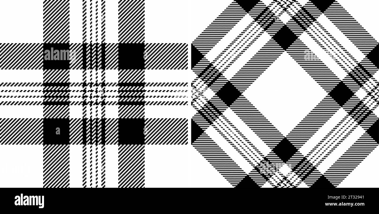 Textile de vérification d'arrière-plan de vecteur de motif sans couture avec un plaid de texture tartan de tissu défini dans des couleurs monochromes. Illustration de Vecteur