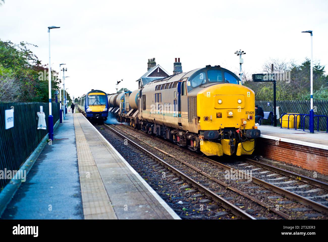 Class 37425 Concrete Bob à Hammerton Railway Station, North Yorkshre, Angleterre le 22 octobre 2023 Banque D'Images