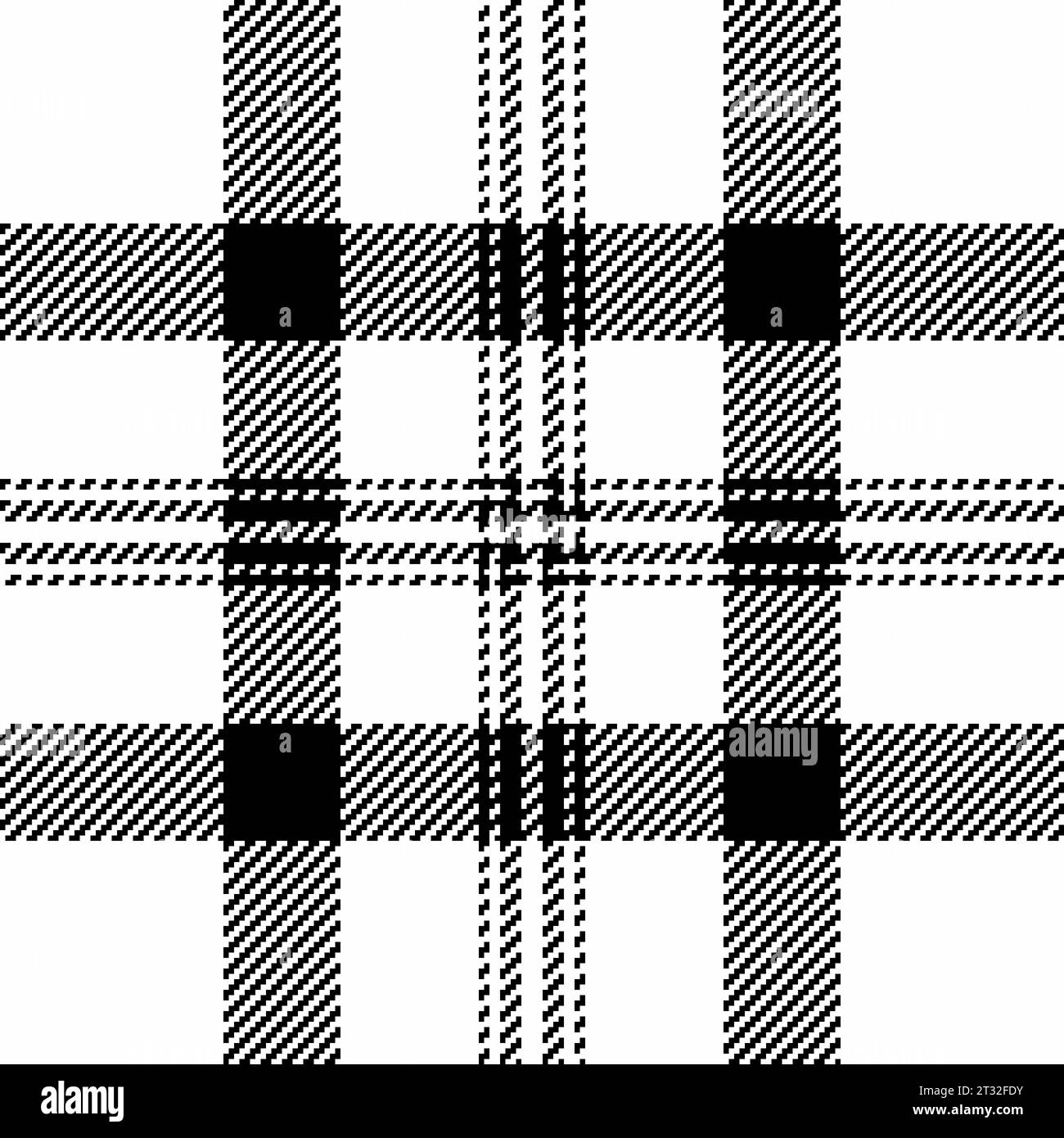 Vérifiez le fond de texture du vecteur de tissu à carreaux avec un textile à motif tartan sans couture dans des couleurs blanches et noires. Illustration de Vecteur