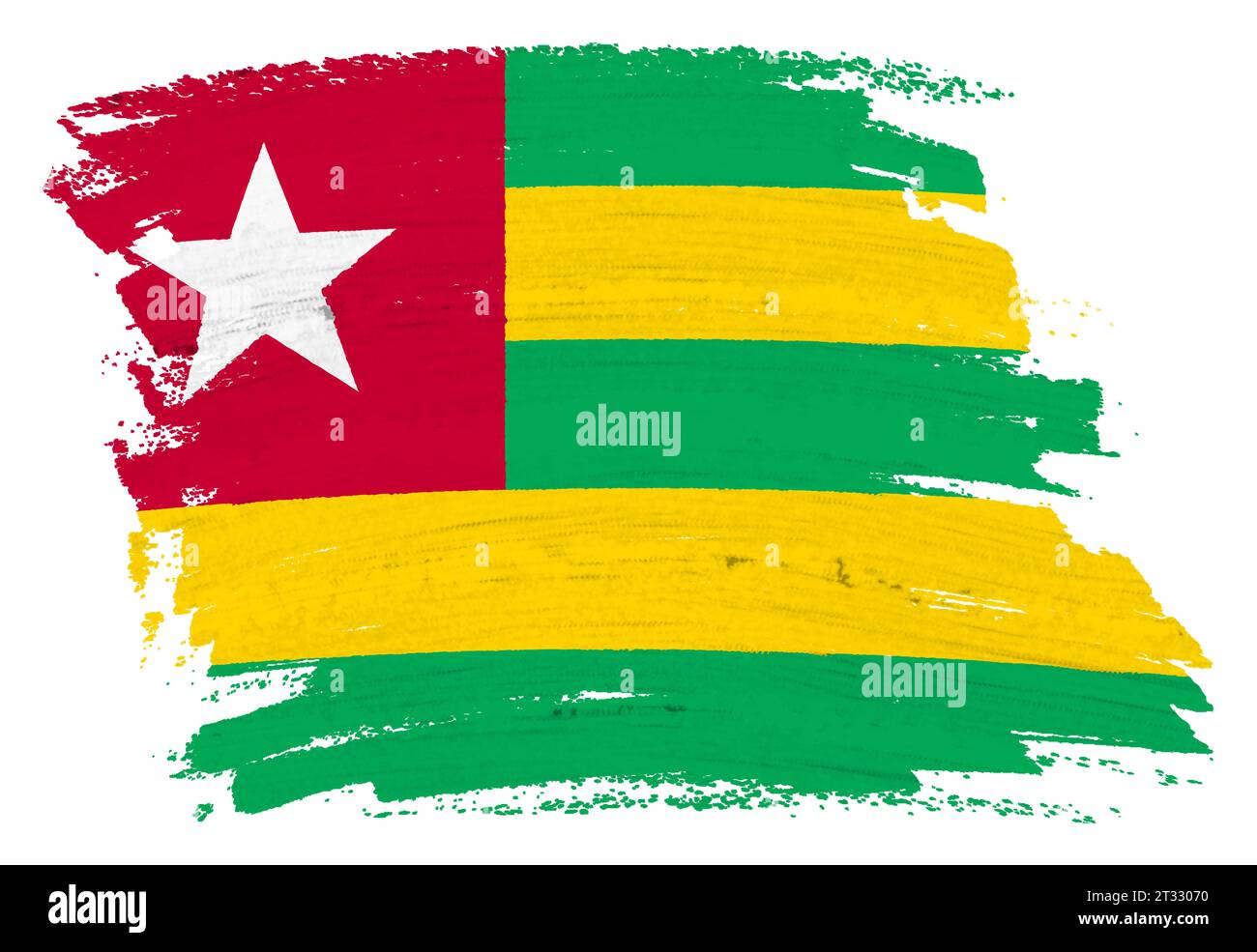 Togo drapeau peinture de fond splash coup de pinceau illustration 3d avec chemin de détourage Banque D'Images