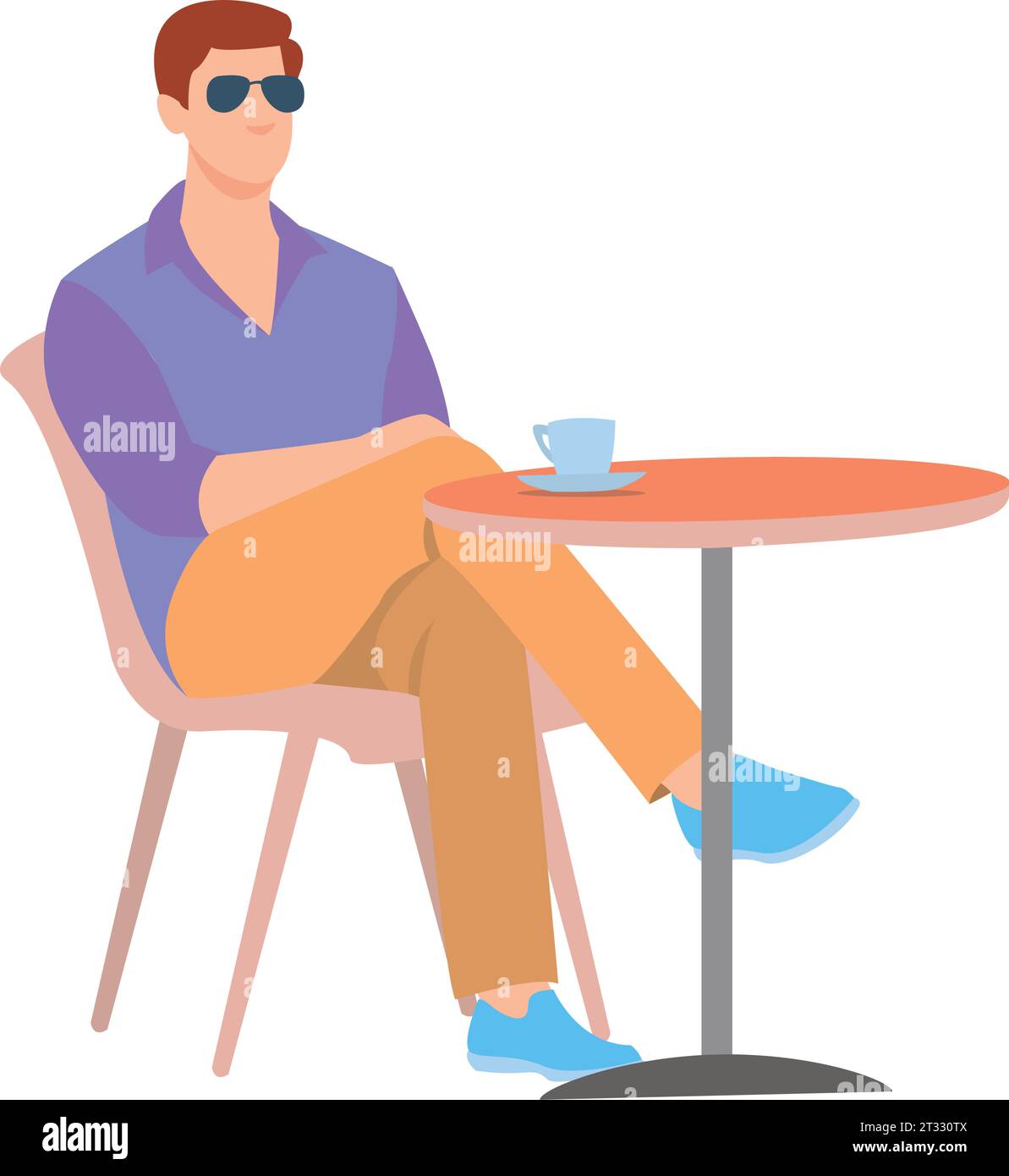 Portrait d'homme buvant du café dans un café en plein air Illustration de Vecteur