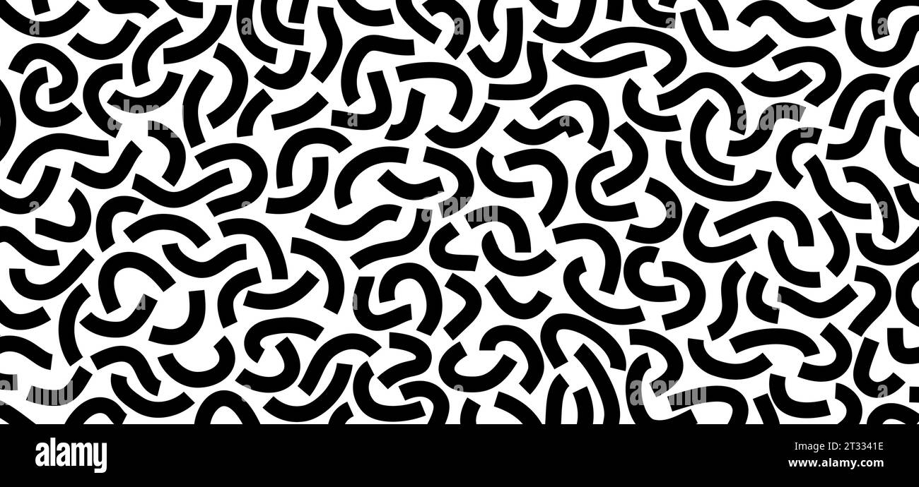 Motif de doodle monochrome. Motif monochrome drôle. Lignes courbes sur fond blanc. Illustration de Vecteur