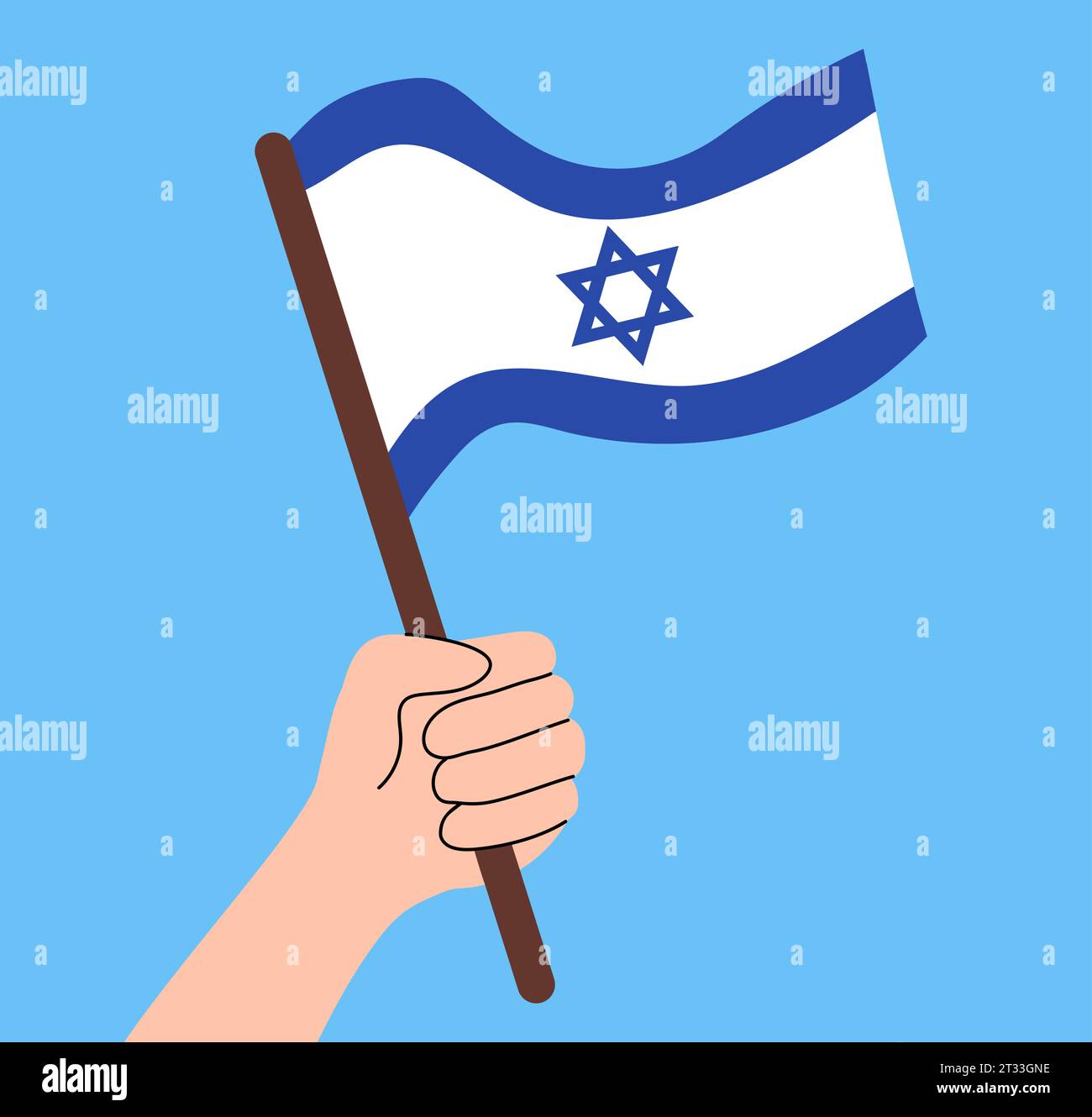 Drapeau israélien en main. Illustration vectorielle à plat. Illustration de Vecteur