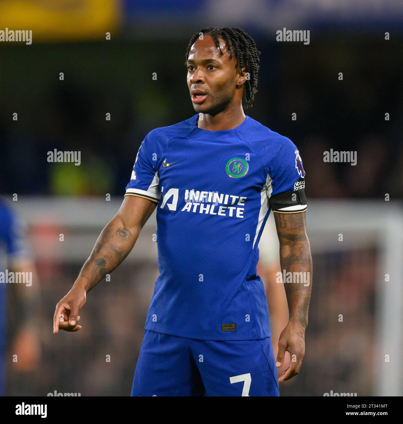 Londres, Royaume-Uni. 21 octobre 2023 - Chelsea - Arsenal - Premier League - Stamford Bridge. Raheem Sterling de Chelsea en action lors du match contre Arsenal. Crédit photo : Mark pain/Alamy Live News Banque D'Images