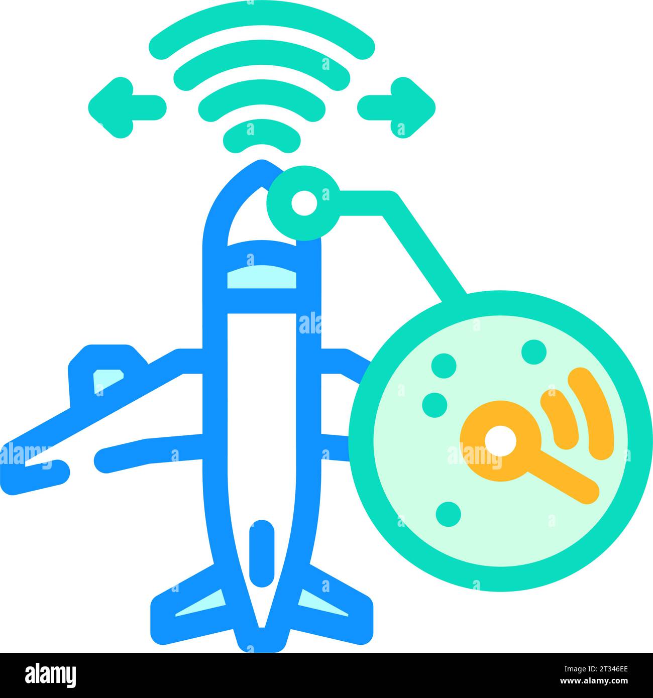 illustration vectorielle de l'icône couleur de l'avion d'étalonnage radar Illustration de Vecteur