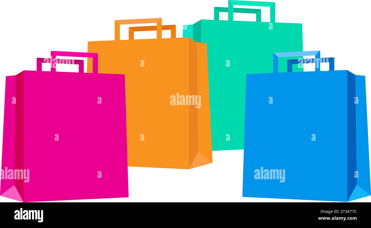 Groupe de sac à provisions coloré. Illustration vectorielle Illustration de Vecteur