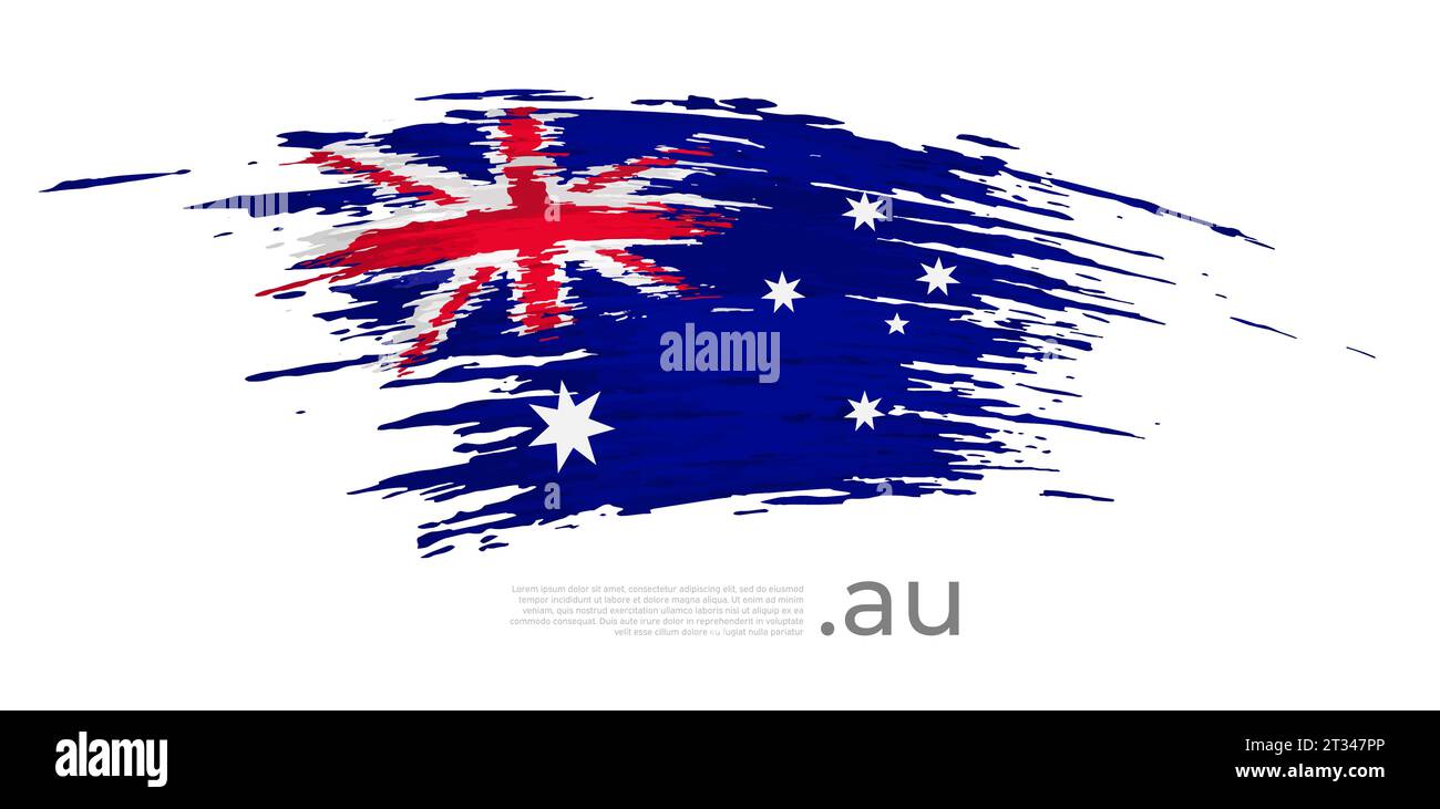 Drapeau australien. Coups de pinceau, grunge. Pinceau peint drapeau australien sur fond blanc. Conception de vecteur, modèle d'affiche nationale, place pour le texte Illustration de Vecteur
