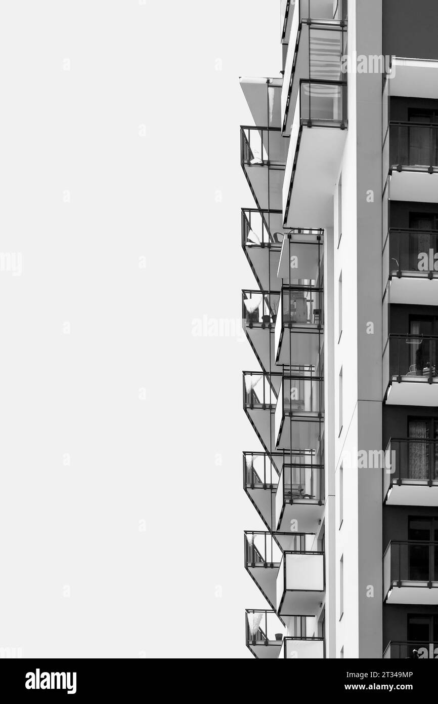 Maisons monochromes minimalistes : Résidences élégantes et contemporaines. Banque D'Images