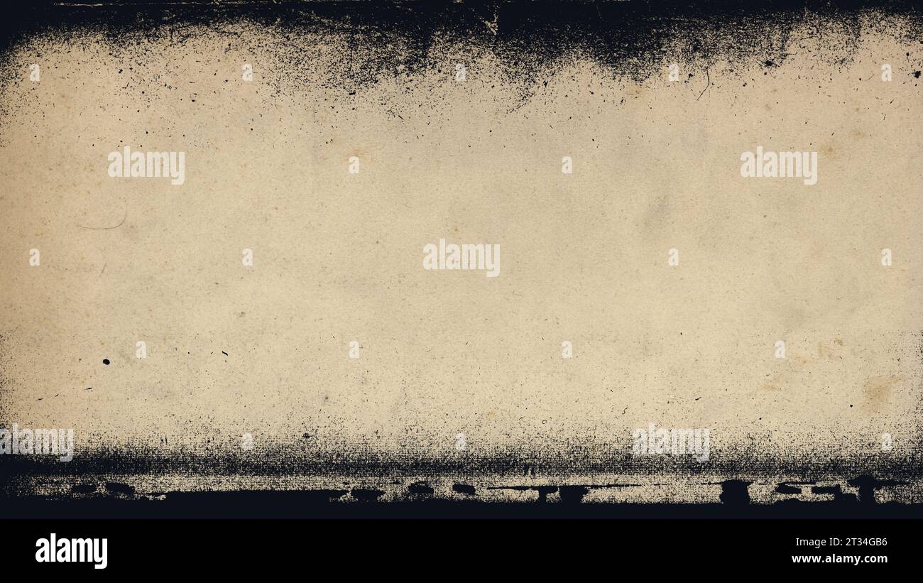Papier sale ruiné et taches d'encre noire, fond grungy abstrait Banque D'Images