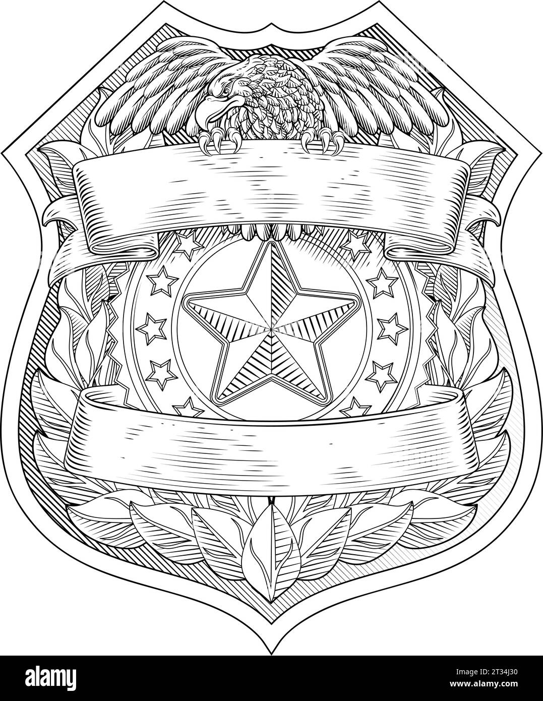 Écusson de police militaire d'aigle du Bouclier Sheriff Crest Illustration de Vecteur
