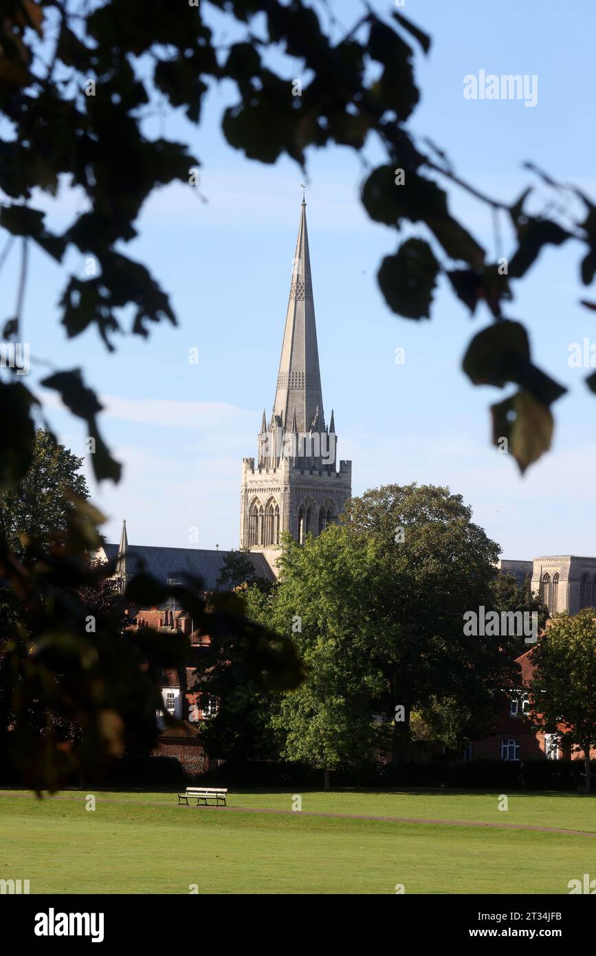 Vues générales de la cathédrale de Chichester à Chichester, West Sussex, Royaume-Uni. Banque D'Images