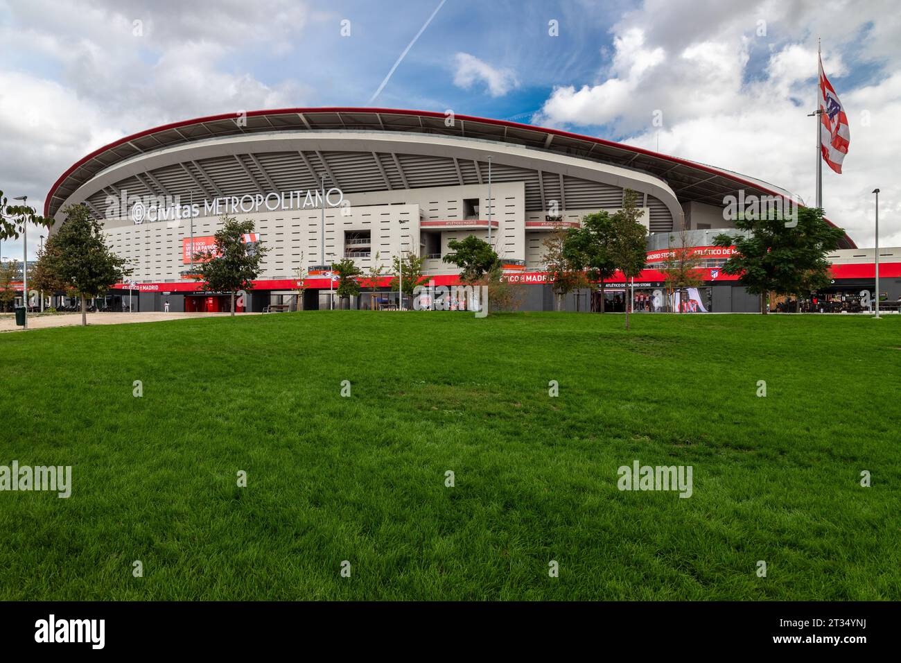 Le Metropolitano est actuellement le stade de l'Atletico de Madrid, l'un des clubs de football professionnel à Madrid. Le stade a été construit intentionnellement Banque D'Images