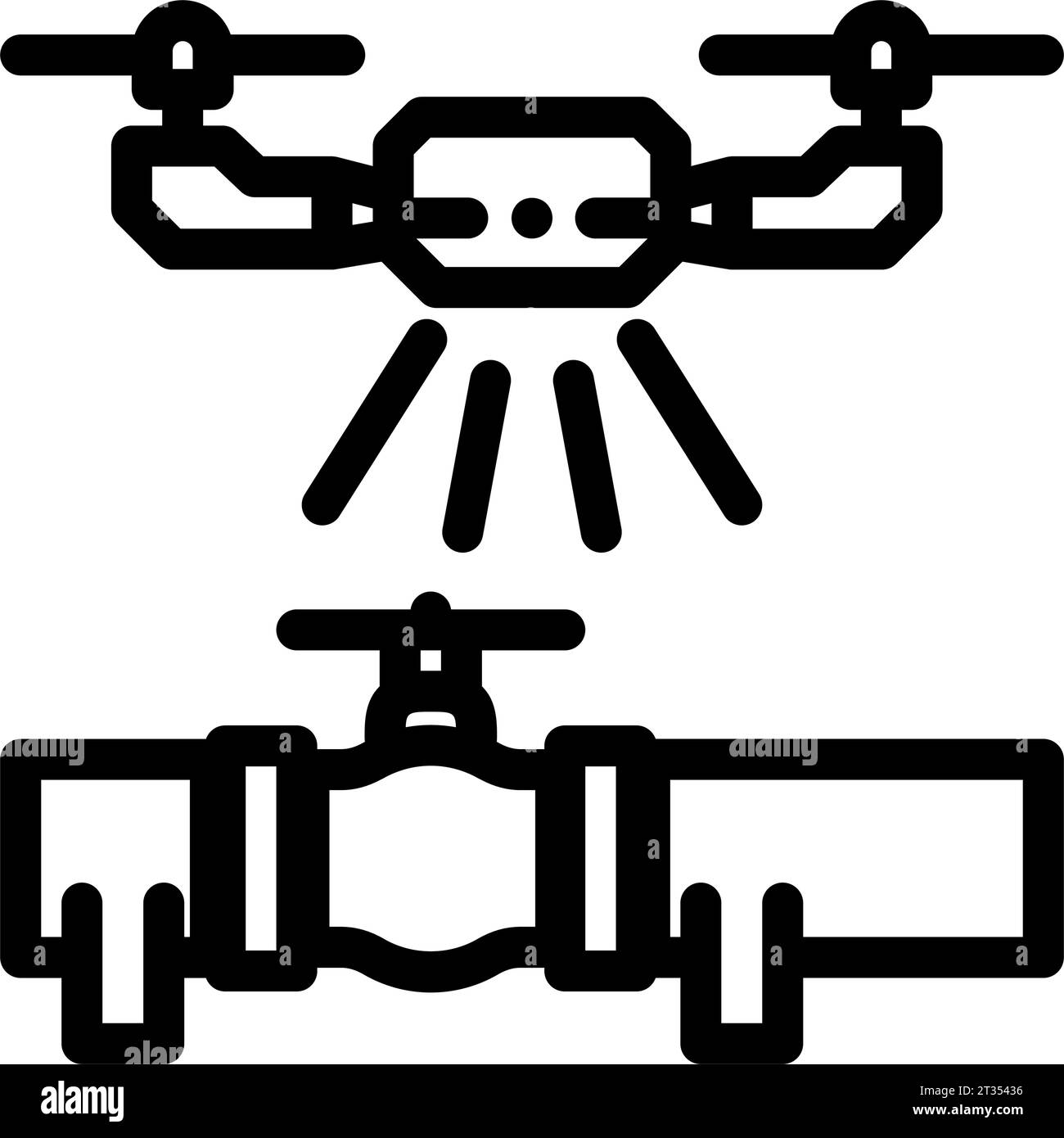 illustration vectorielle d'icône de ligne de drone d'inspection de pipeline Illustration de Vecteur