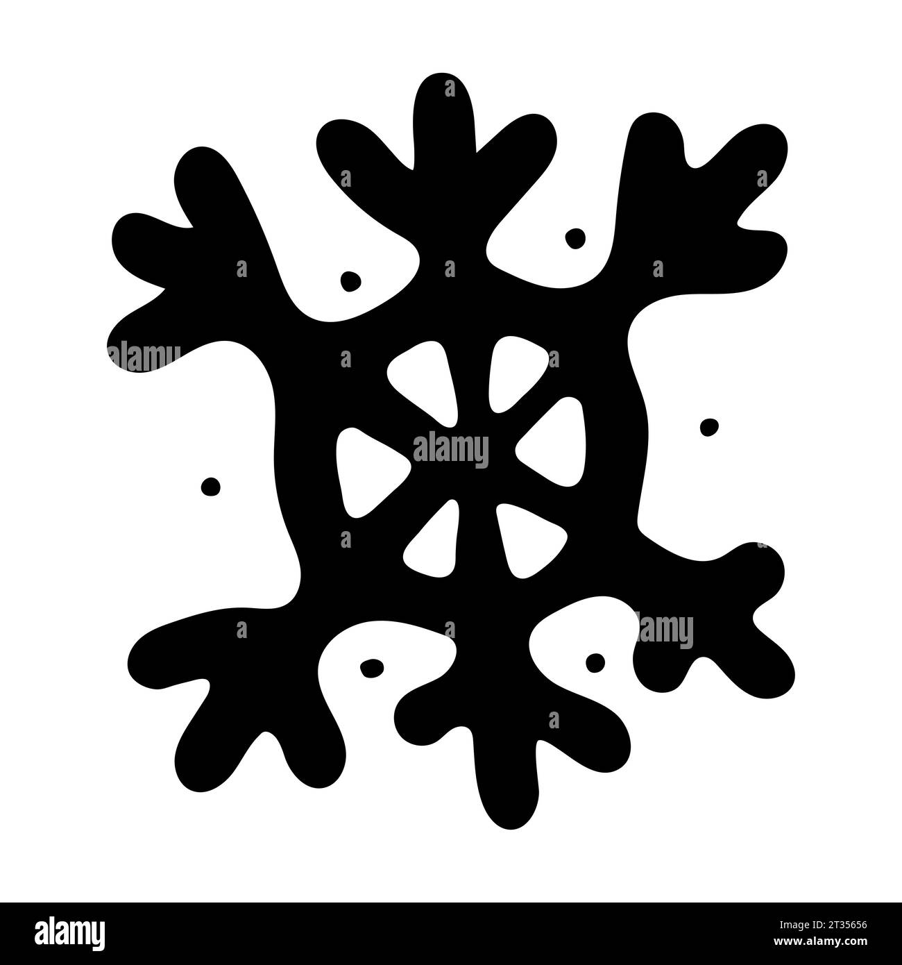 Doodle Christmas Snowflake. Neige de contour dessiné à la main isolé sur fond blanc. X-mas ligne point symbole des vacances d'hiver du nouvel an. Signe froid. FES Illustration de Vecteur