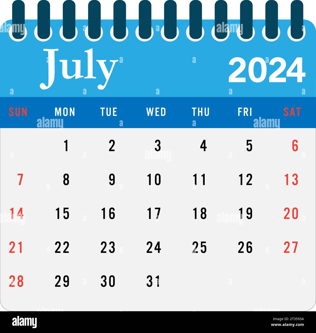 Calendrier 2024 Calendrier mural modèle 2024 Image Vectorielle Stock