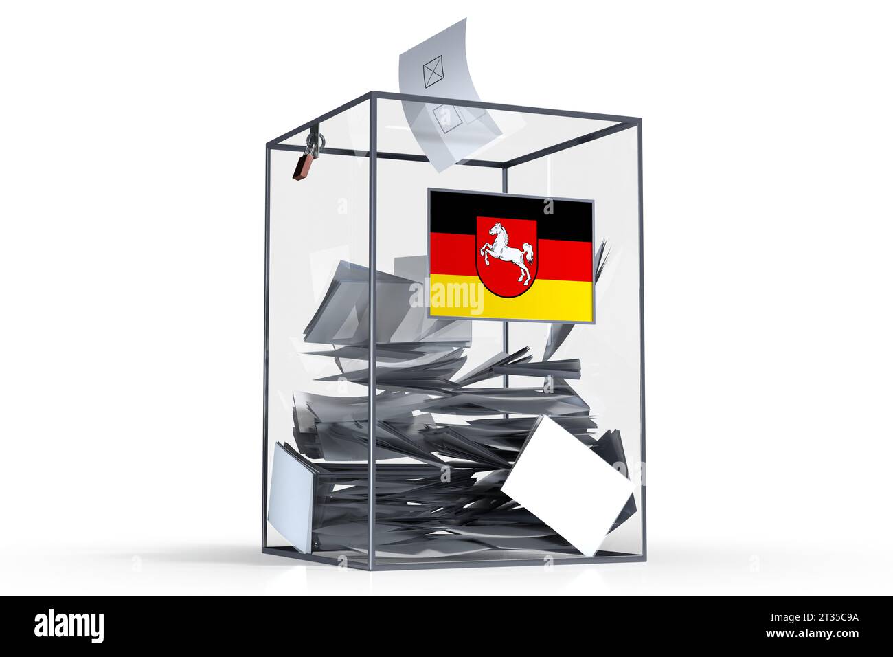 Basse-Saxe - drapeau sur les urnes et les voix - concept d'élection Banque D'Images