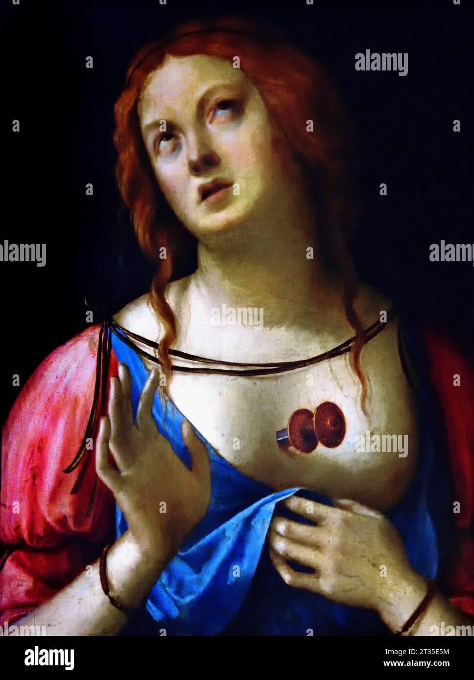 Lucrezia, 1515-1520. inconnu. Italien, Peintre, Italie, Musée, Lucrezia Borgia, elle régna en tant que gouverneur de Spolète, une position habituellement occupée par les cardinaux, à son propre droit, il est dit que Lucrezia, était en possession d'un anneau creux, qu'elle avait souvent l'habitude de boire empoisonné Banque D'Images
