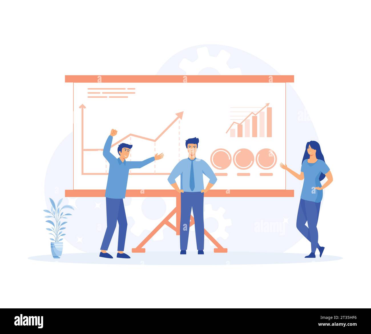 Concept de reconnaissance professionnelle. Les personnes félicitant les employés pour leurs réalisations commerciales. illustration moderne vectorielle plate Illustration de Vecteur