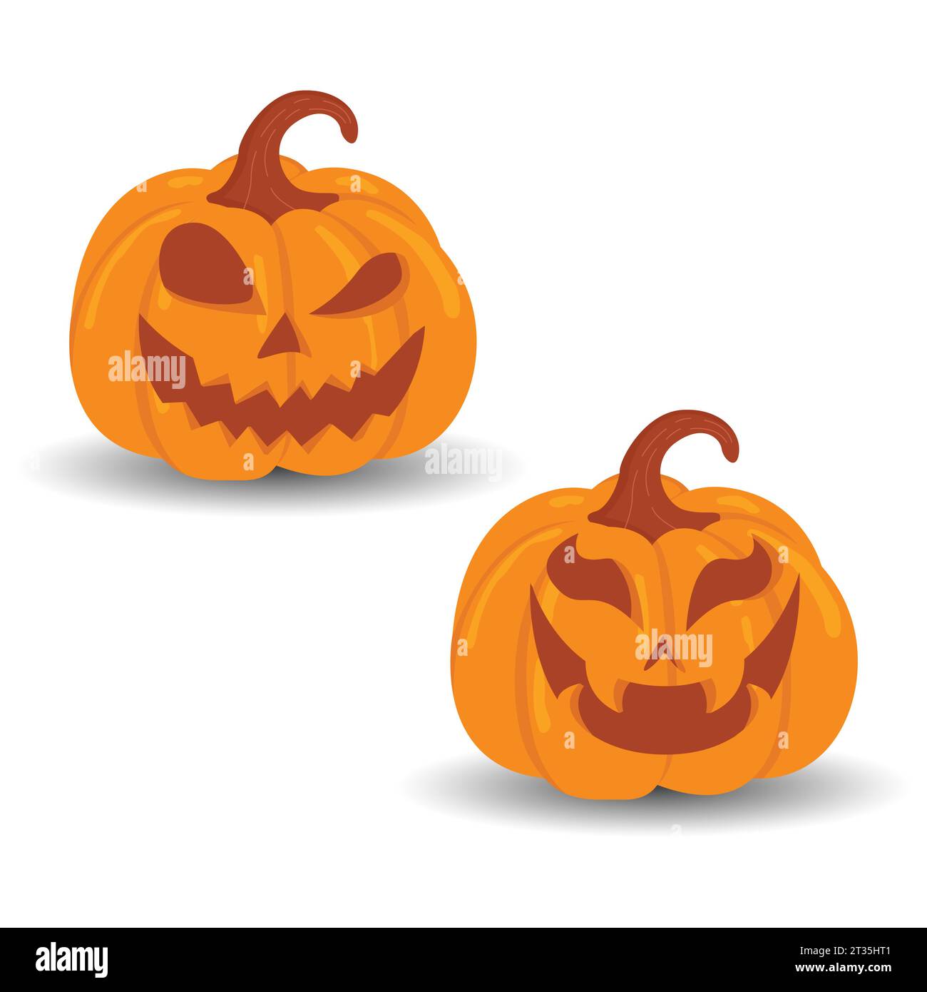 Ensemble de vecteur de citrouille d'Halloween isolé sur fond blanc. Scary Jack O Lantern ensemble de citrouilles Halloween. Une citrouille orange avec un sourire pour votre conception Illustration de Vecteur