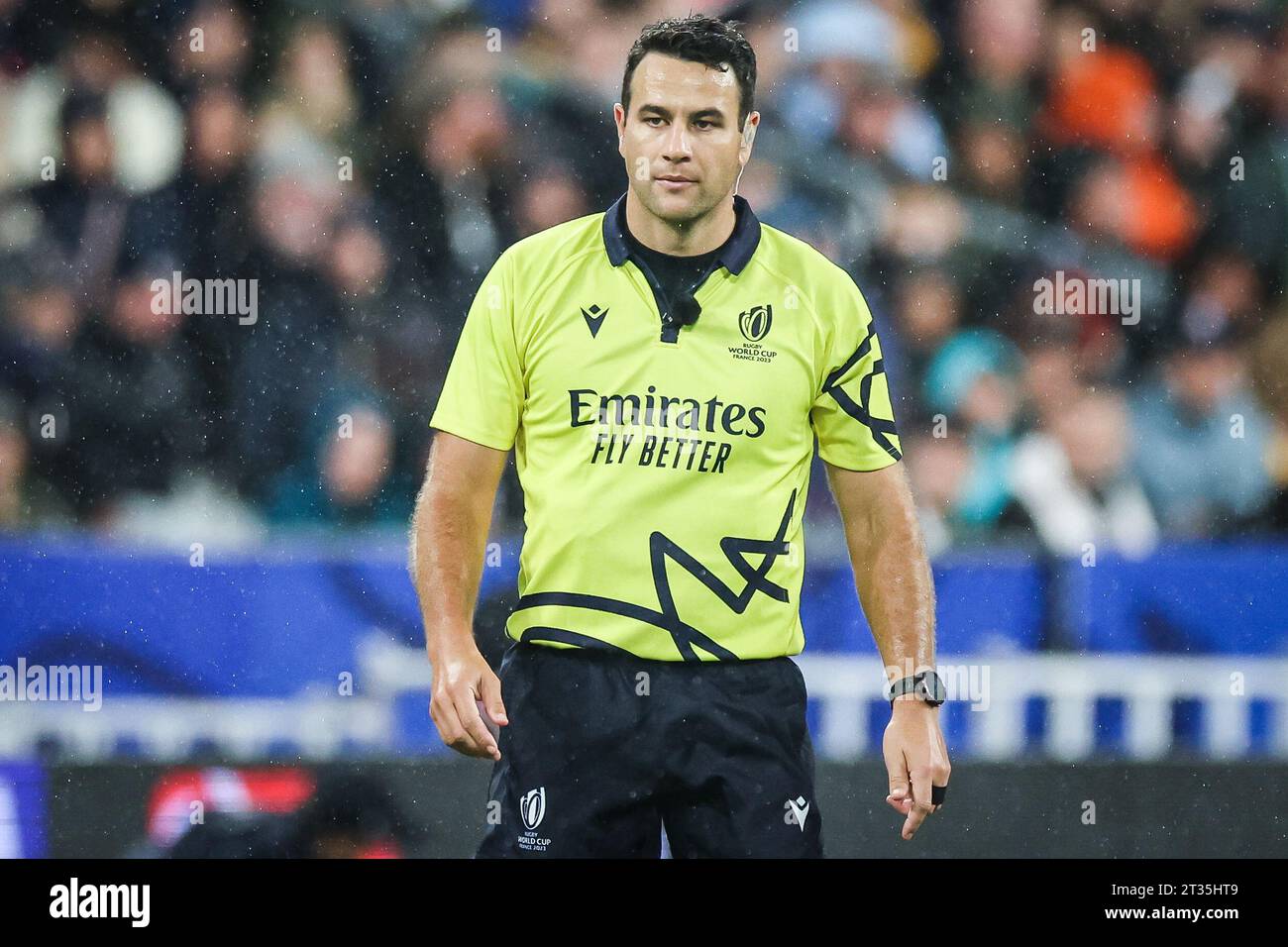 Saint Denis, France. 21 octobre 2023. Arbitre Ben O'KEEFFE lors de la coupe du monde 2023, demi-finale de rugby à XV entre l'Angleterre et l'Afrique du Sud le 21 octobre 2023 au Stade de France à Saint-Denis près de Paris - photo Matthieu Mirville/DPPI crédit : DPPI Media/Alamy Live News Banque D'Images