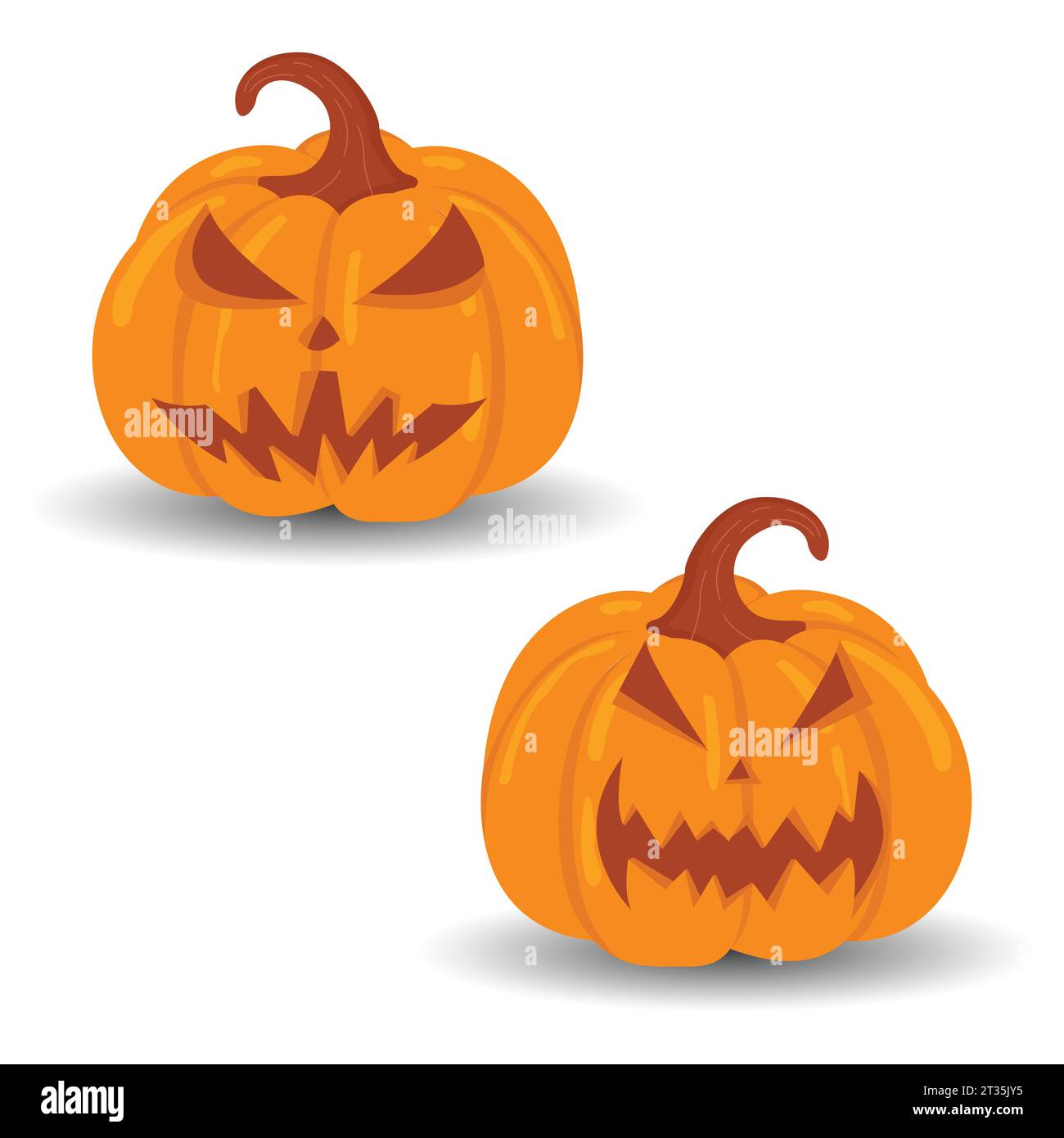 Ensemble de vecteur de citrouille d'Halloween isolé sur fond blanc. Scary Jack O Lantern ensemble de citrouilles Halloween. Une citrouille orange avec un sourire pour votre conception Illustration de Vecteur