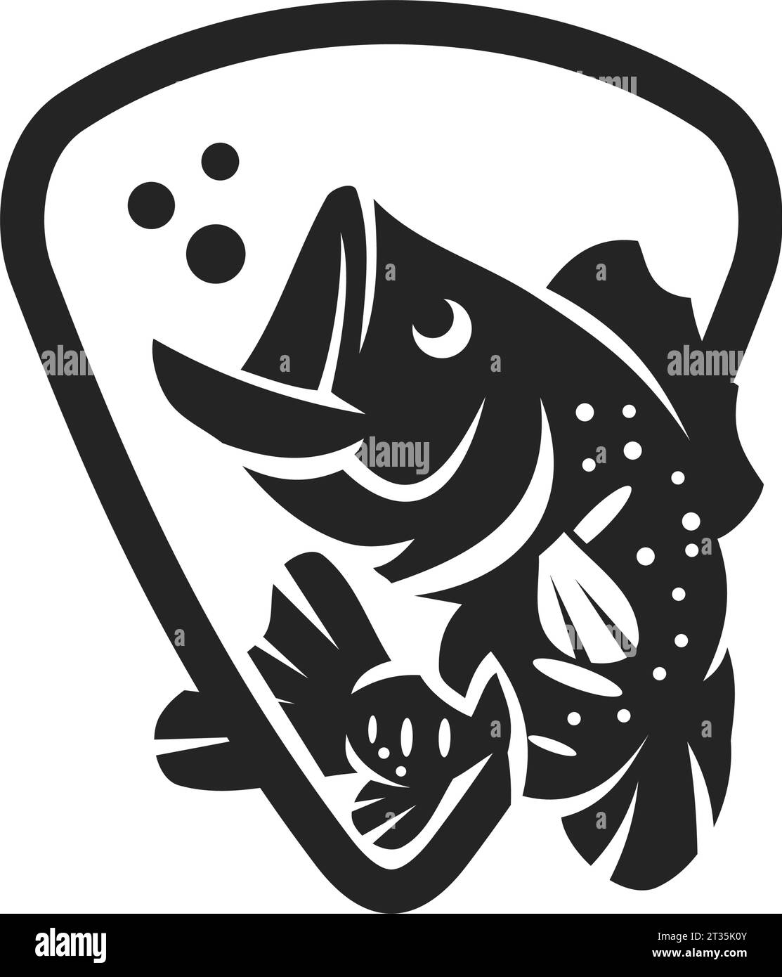 Modèle de logo de poisson basse à grande bouche isolé. Identité de marque. Icône graphique vectoriel abstrait Illustration de Vecteur
