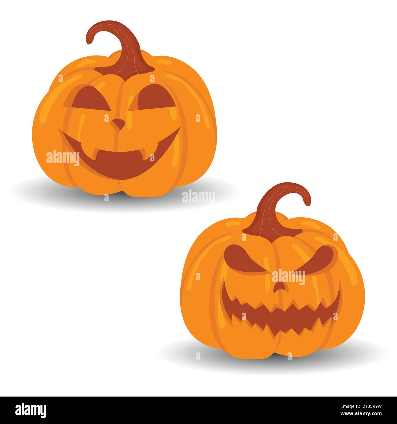 Ensemble de vecteur de citrouille d'Halloween isolé sur fond blanc. Scary Jack O Lantern ensemble de citrouilles Halloween. Une citrouille orange avec un sourire pour votre conception Illustration de Vecteur