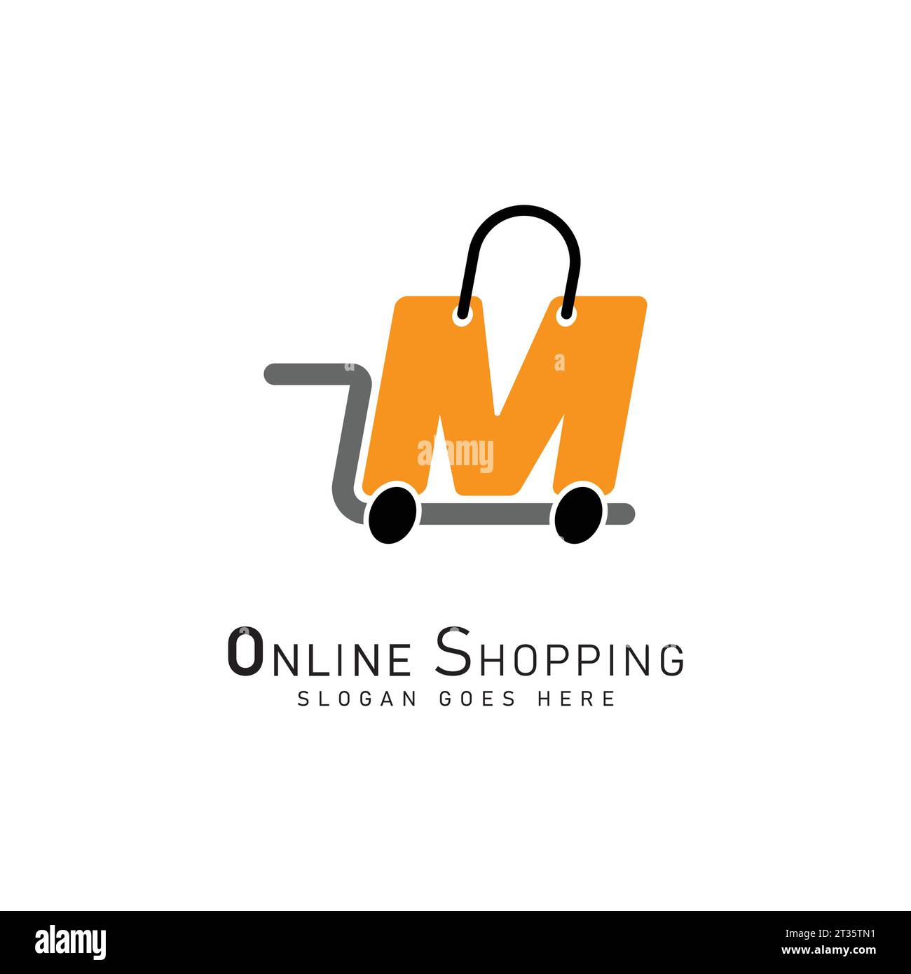 Logo lettre M du panier. Conception de vecteur de modèle de symbole d'icône moderne. Logo de la boutique en ligne Alphabet M. Illustration de Vecteur