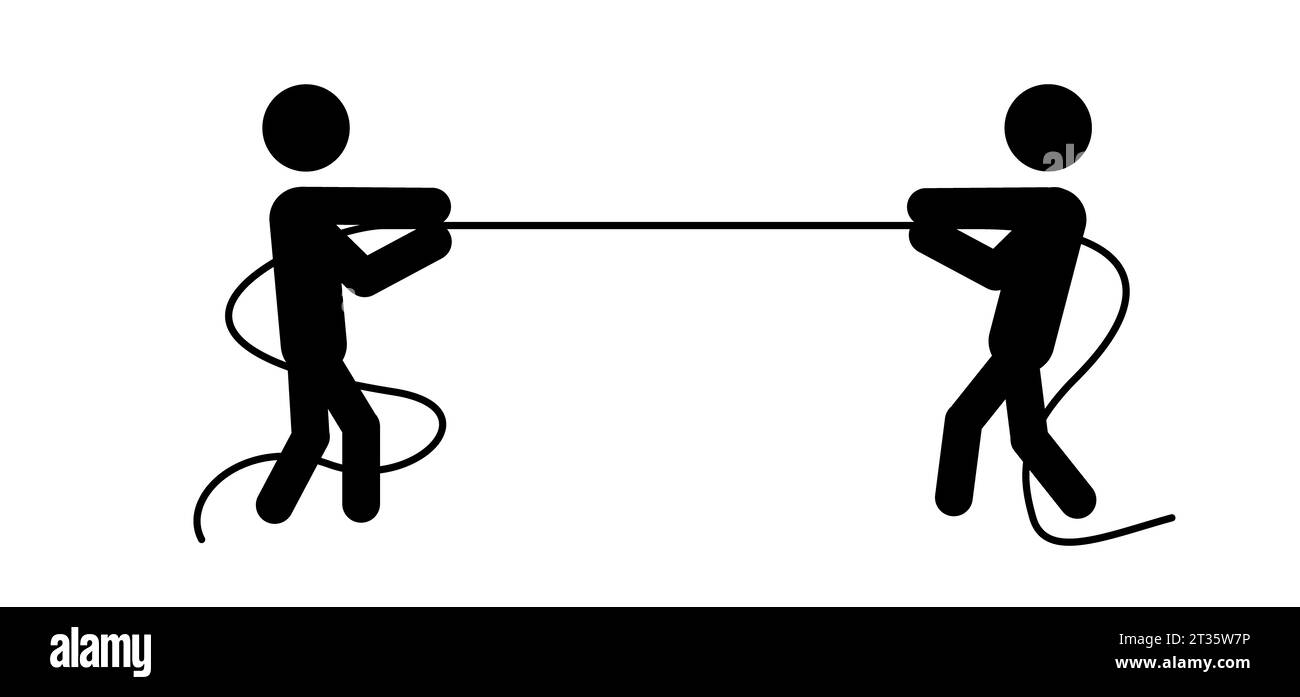 Jeu de compétition de travail d'équipe, les gens de boucle de traction. Équipes d'affaires, concept de concours de test de traction de corde. Les gens d'affaires remorquent du concept de concurrence de guerre. Action Banque D'Images