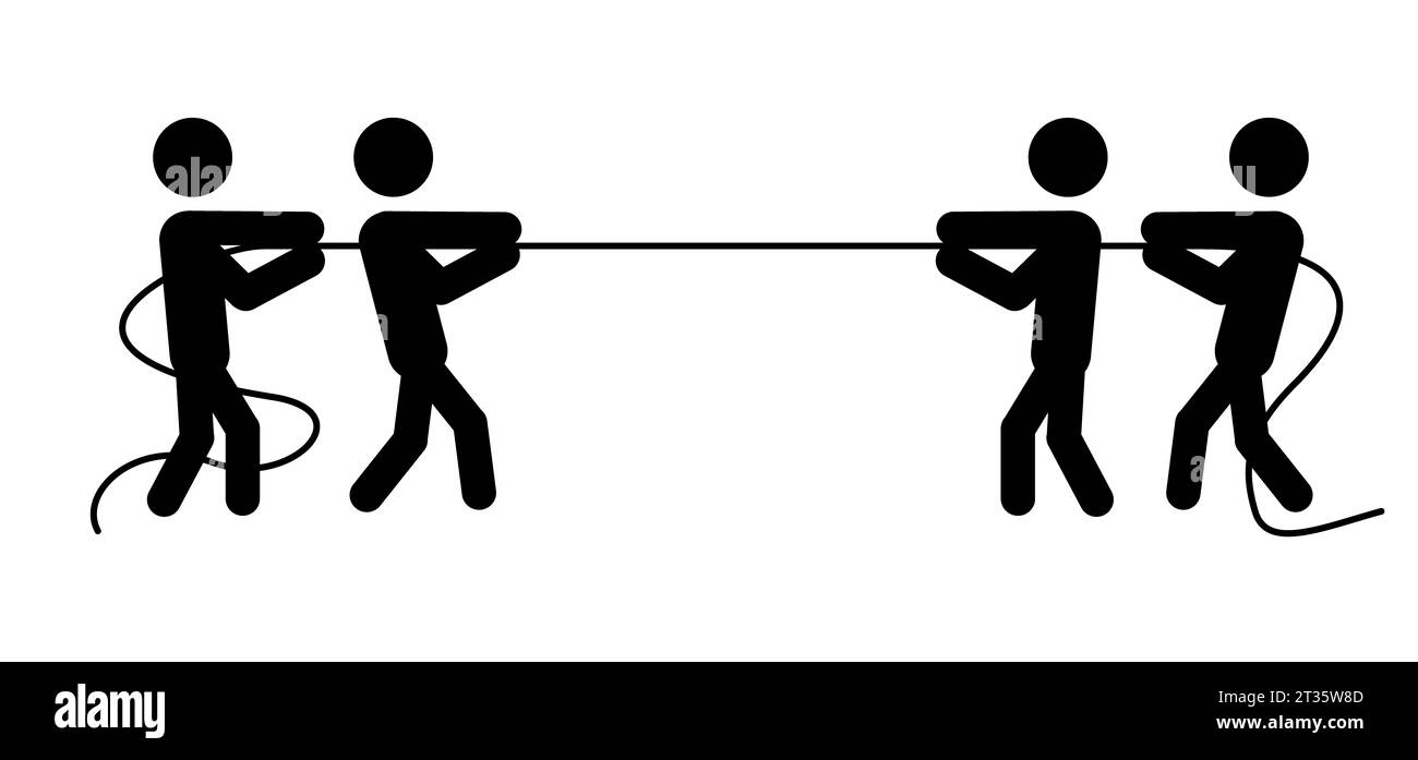 Jeu de compétition de travail d'équipe, les gens de boucle de traction. Équipes d'affaires, concept de concours de test de traction de corde. Les gens d'affaires remorquent du concept de concurrence de guerre. Action Banque D'Images