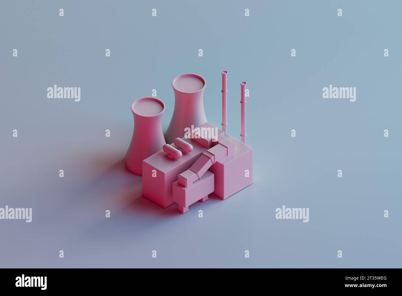 Rendu 3D du modèle de centrale nucléaire debout sur fond gris Banque D'Images Rendu 3D du modèle de centrale nucléaire debout sur fond gris Banque D'Images