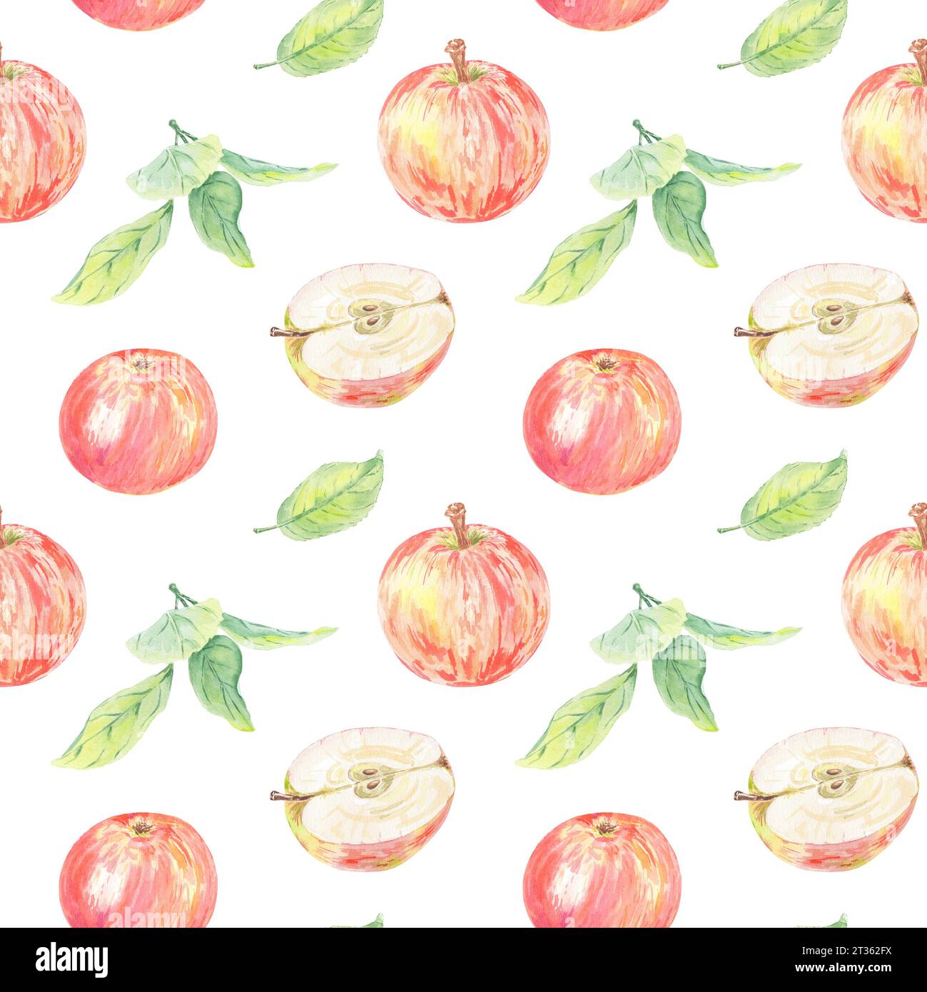 Motif sans couture aquarelle avec des pommes rouges. Illustration alimentaire peinte à la main en stile botanique sur fond blanc pour une utilisation dans le textile, papier peint Banque D'Images Motif sans couture aquarelle avec des pommes rouges. Illustration alimentaire peinte à la main en stile botanique sur fond blanc pour une utilisation dans le textile, papier peint Banque D'Images